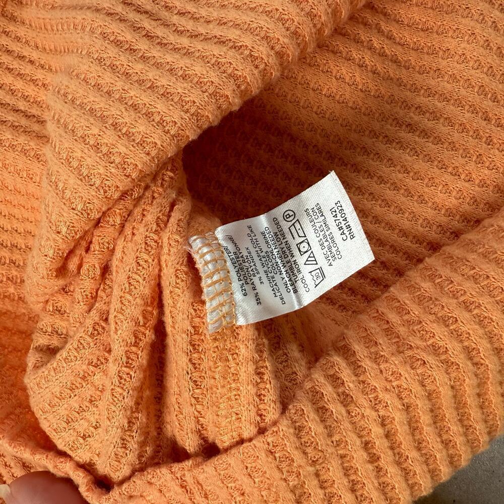 LOFT waffle henley orange long sleeve shirt size large - Picture 4 of 6